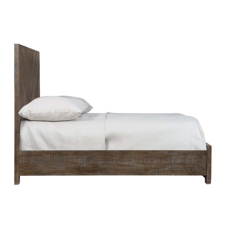 Sable Brown Pine Wood Queen Panel Bed with Headboard