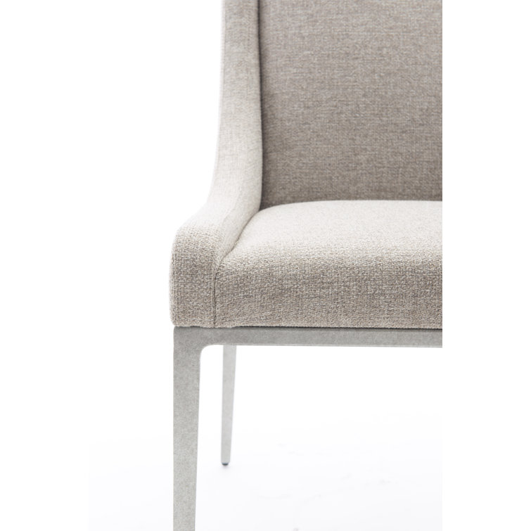 Lowell Transitional Beige Leather Upholstered Arm Chair with Metal Frame