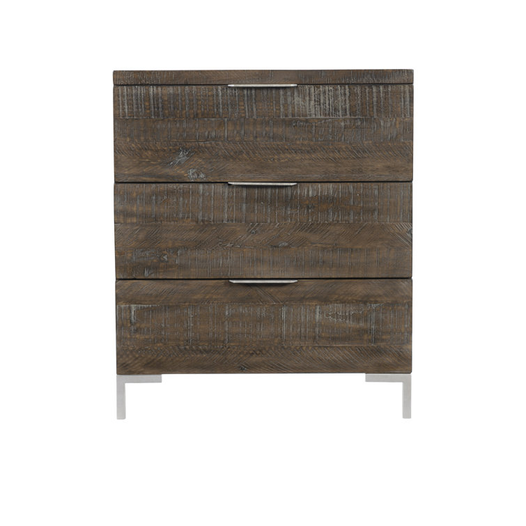 Logan Square Sable Brown Distressed Pine 3-Drawer Nightstand
