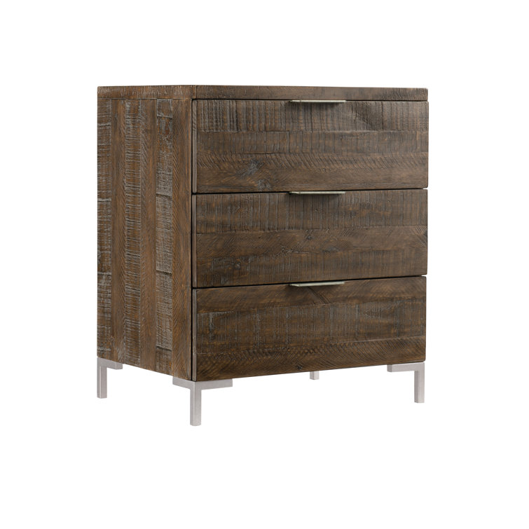 Logan Square Sable Brown Distressed Pine 3-Drawer Nightstand