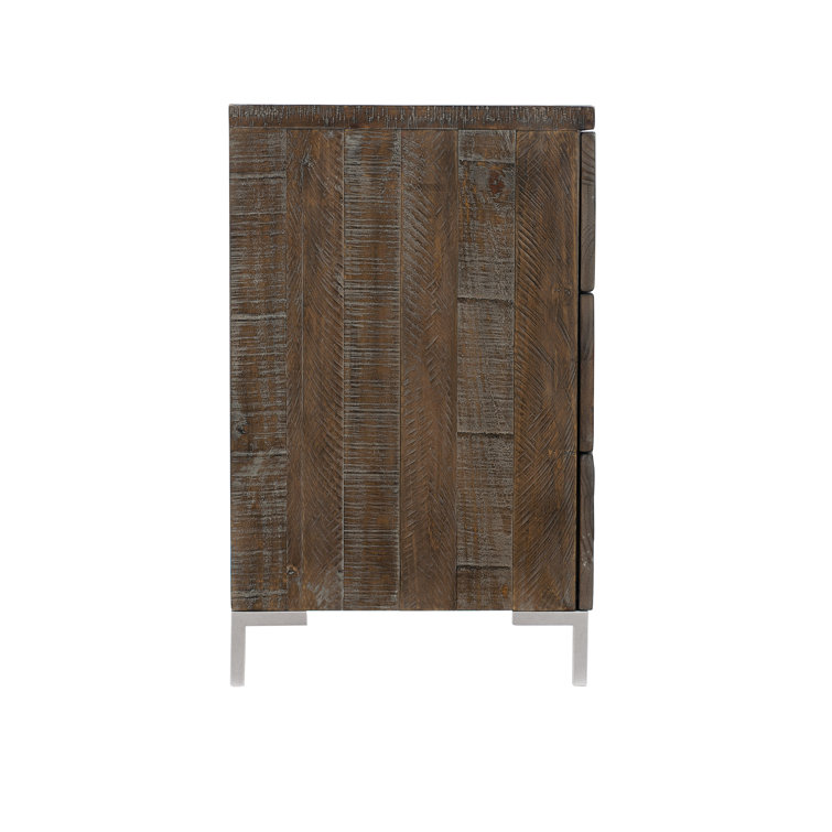 Logan Square Sable Brown Distressed Pine 3-Drawer Nightstand