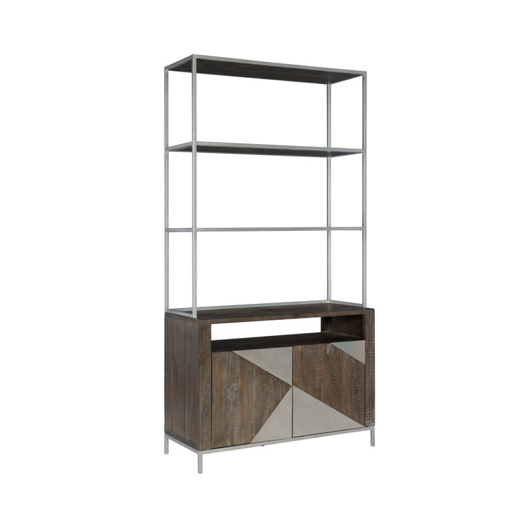 Eastman Contemporary Gray Mist Steel Sideboard with Bar Hutch