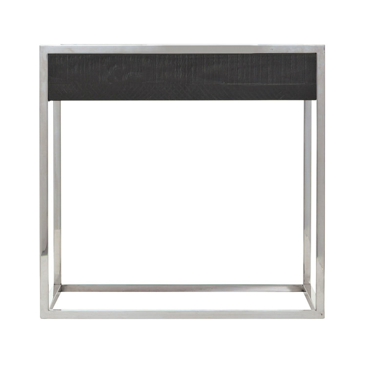 Loft Urban Transitional Black Wood & Metal Rectangular End Table