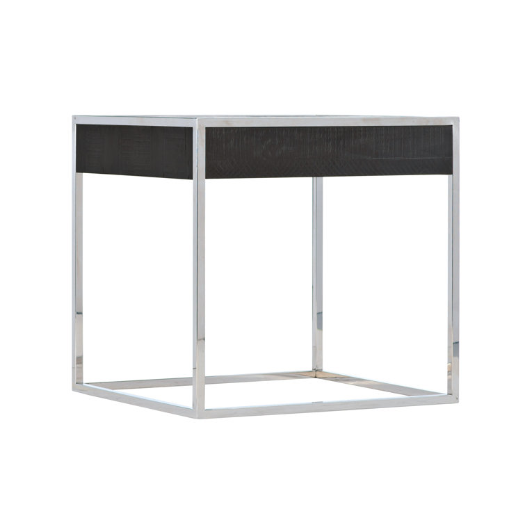 Loft Urban Transitional Black Wood & Metal Rectangular End Table