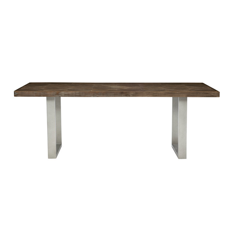 Sable Brown Reclaimed Wood Dining Table with Steel Base