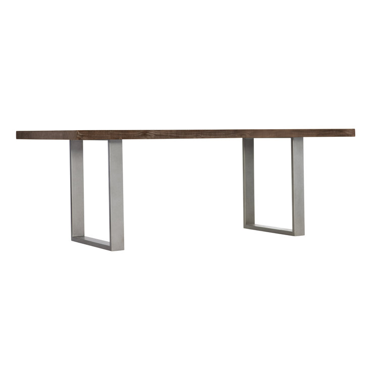 Sable Brown Reclaimed Wood Dining Table with Steel Base