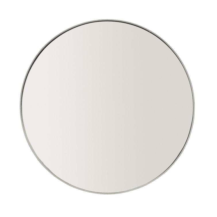 Gray Round Contemporary Wood Vanity Mirror