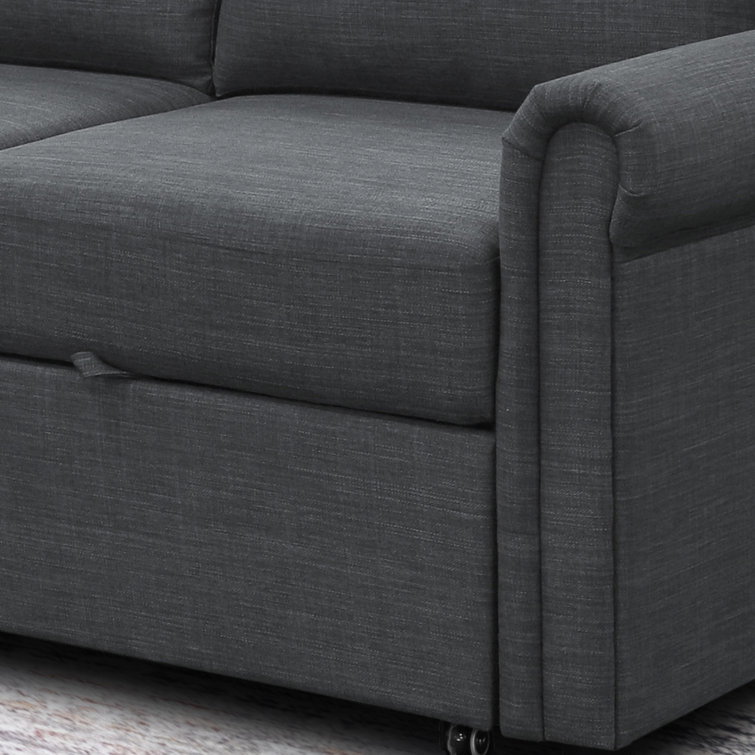 Charcoal Fabric Sectional with Storage and Rolled Arms
