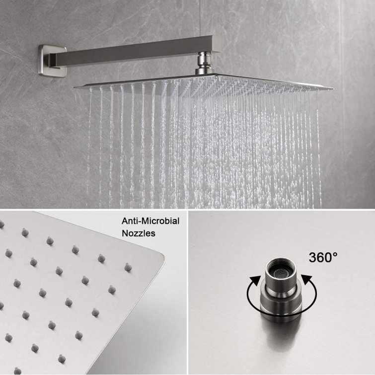 Brushed Nickel Wall Mounted Rainfall Shower System with Handheld