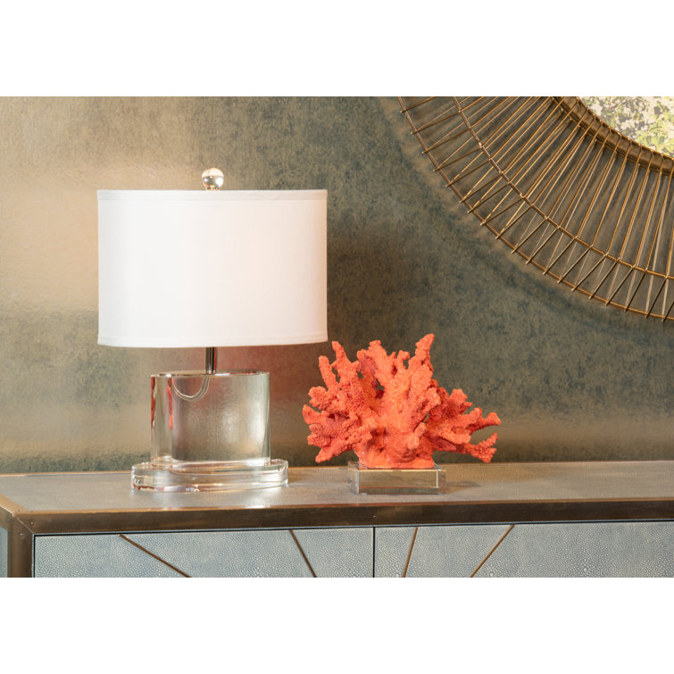 Clear Crystal and White Silkette Table Lamp with 3-Way Switch