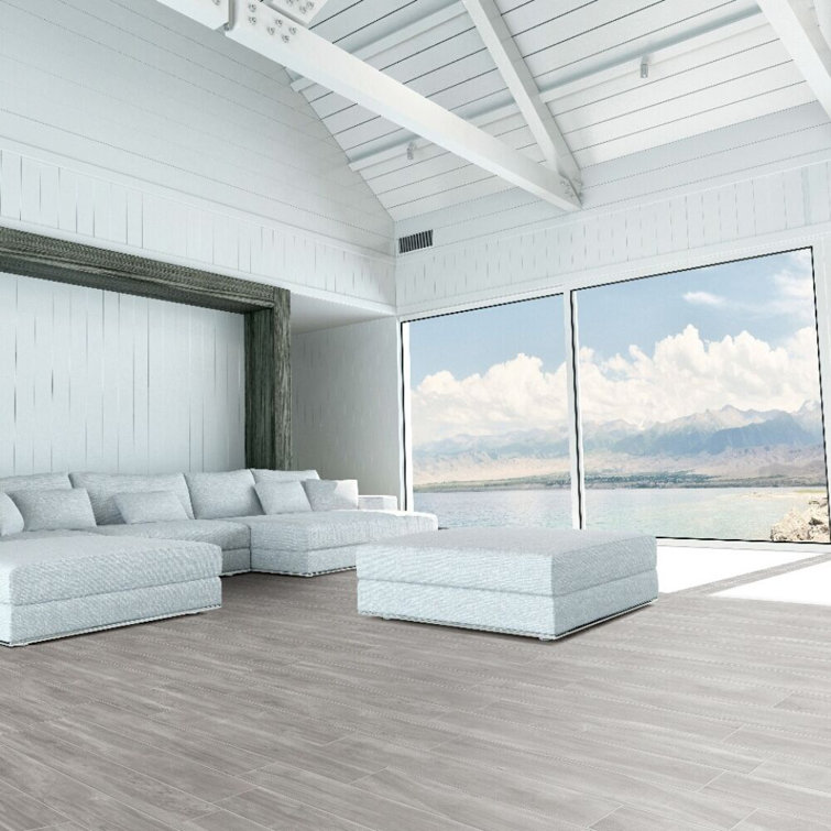 Gray Matte Porcelain Wood Look Wall & Floor Tile, 6" x 36"