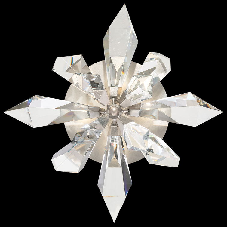 Majestic Forest Silver Leaf 4-Light Flush Mount with Faceted Crystal Leaves