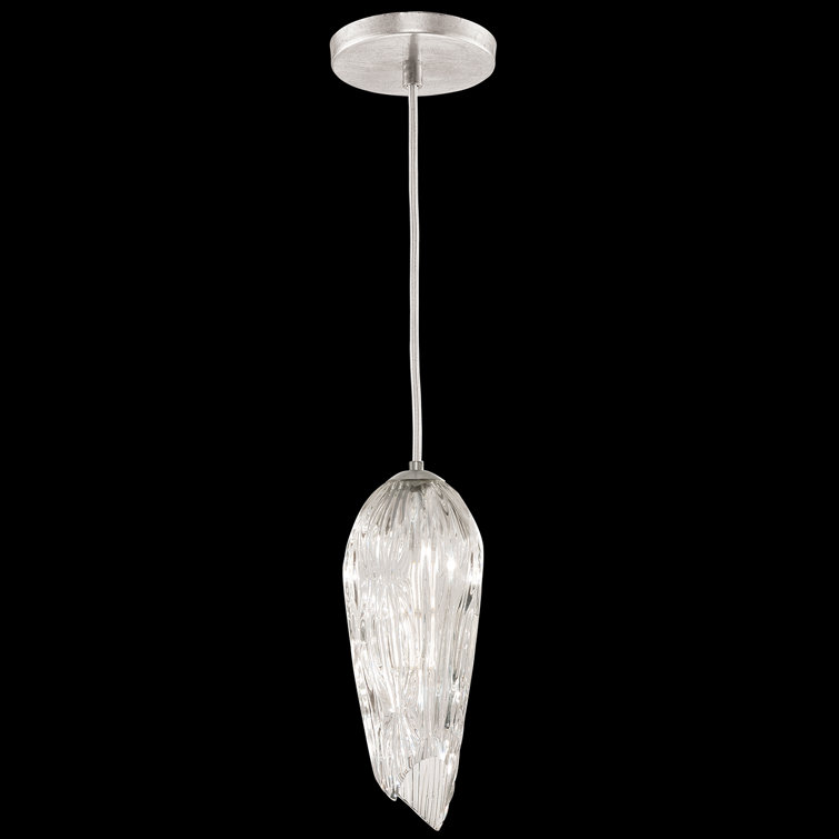 Las Olas 5.5" Silver Leaf Hand-Sculpted Glass Mini Pendant Light