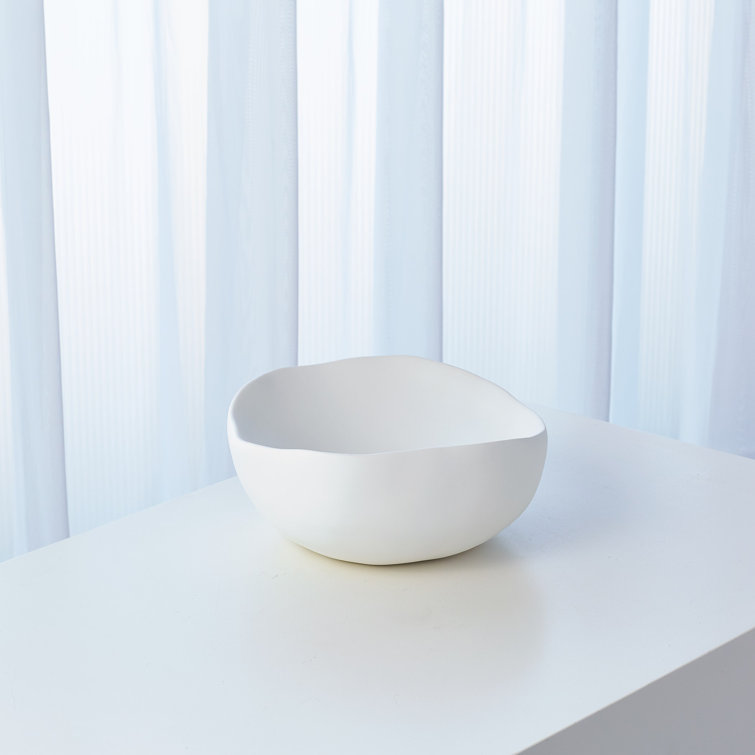 Matte White Organic Ceramic Salad and Fruit Bowl