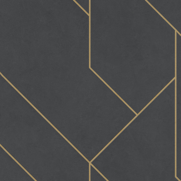 Pollock Black and Gold Geometric Non-Pasted Wallpaper