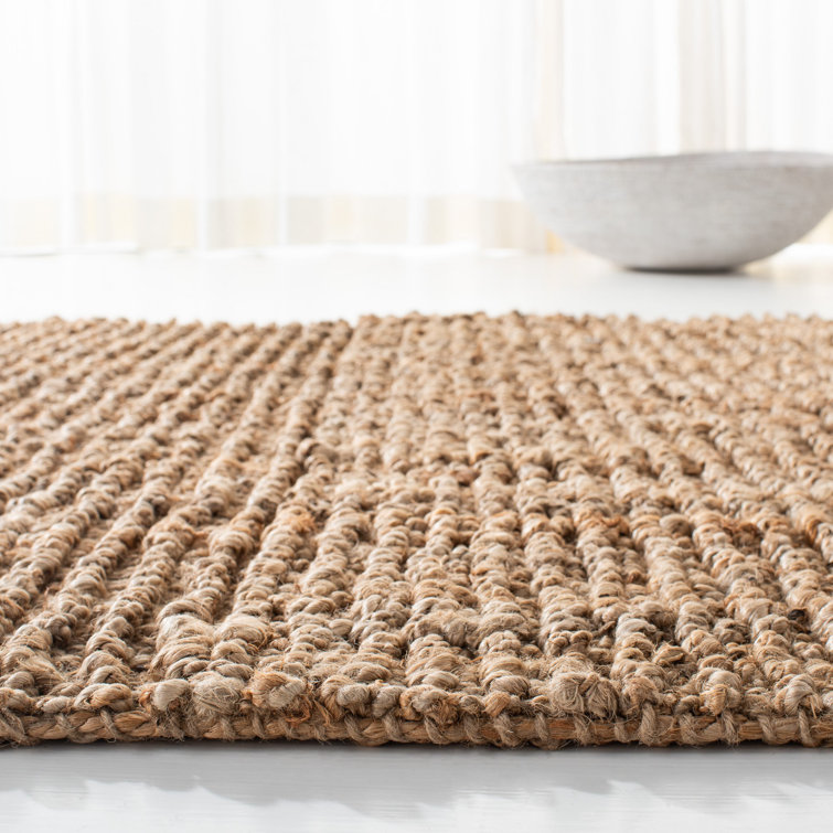 Natural Handwoven Wool and Jute Rectangular Rug, 5' x 8'