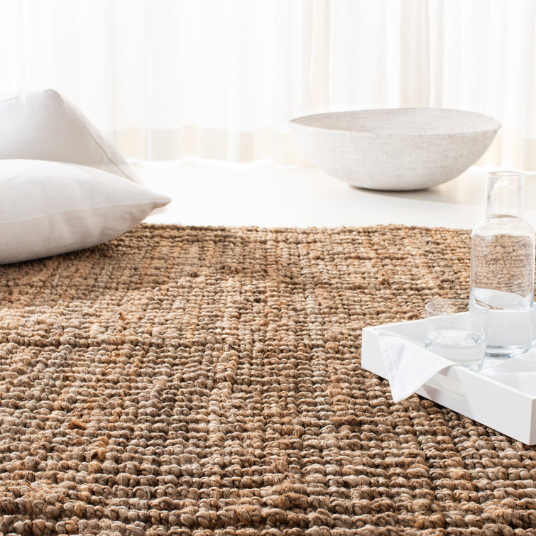 Natural Handwoven Wool and Jute Rectangular Rug, 5' x 8'