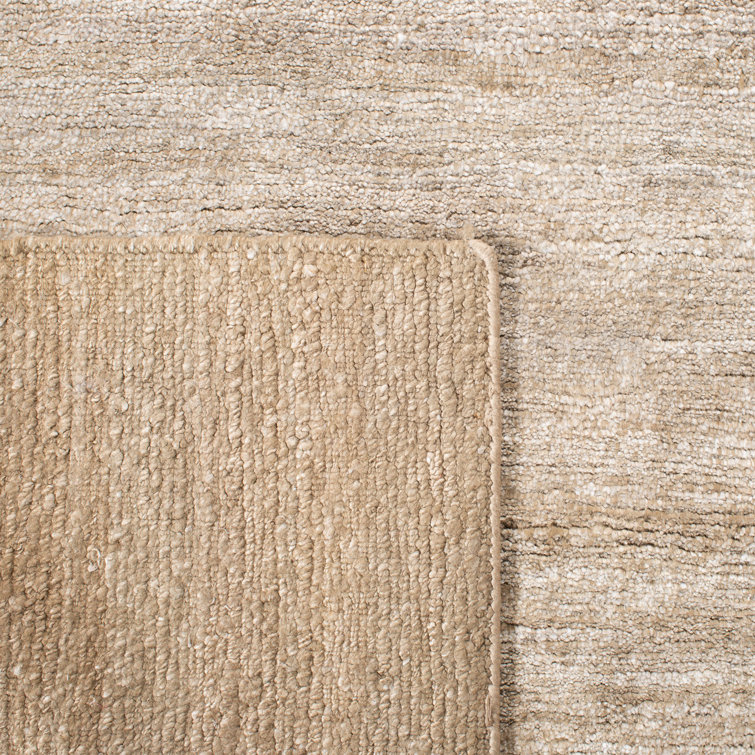 Pale Nutmeg Hand-Knotted Viscose and Cotton Area Rug