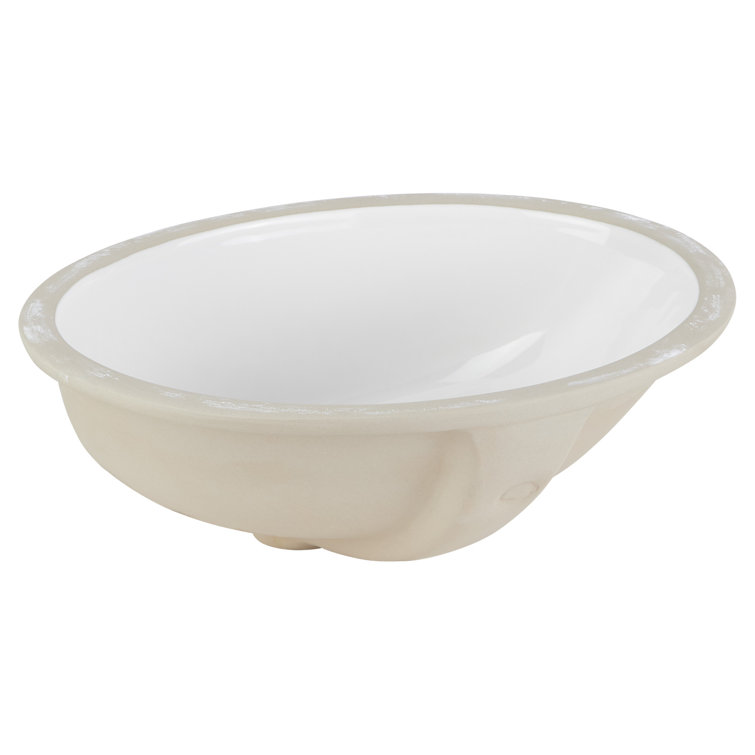 17" White Ceramic Oval Undermount Bathroom Sink