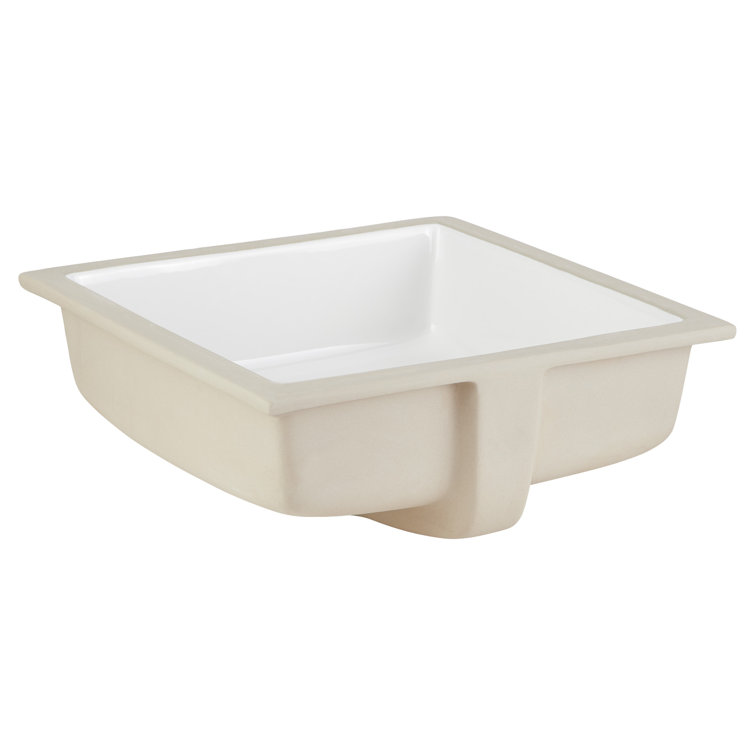 Destin White Square Ceramic Undermount Bathroom Sink