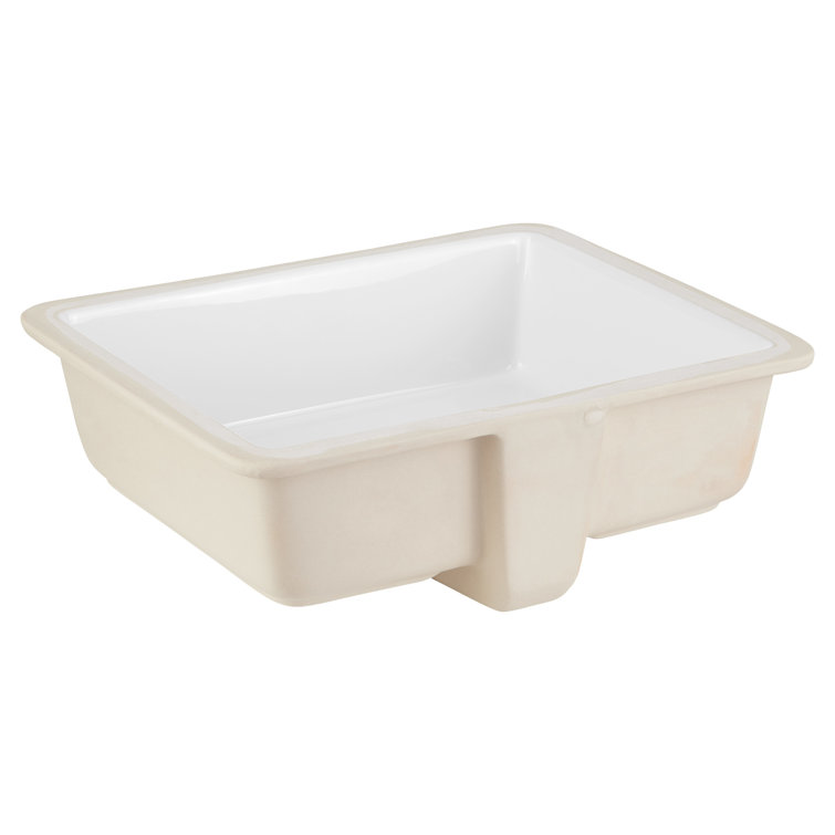 Destin White Rectangular Ceramic Undermount Bathroom Sink