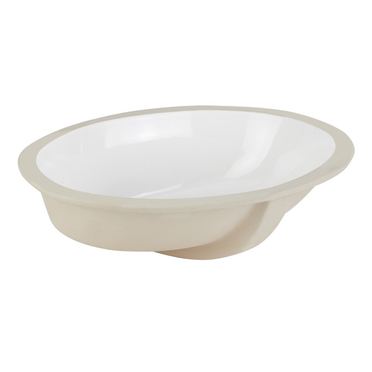 21" White Ceramic Oval Undermount Bathroom Sink