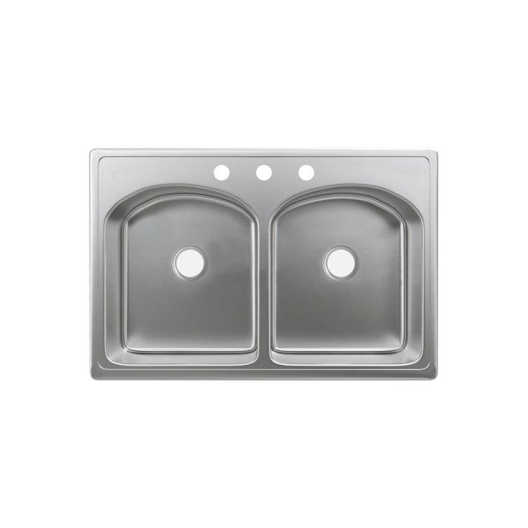 Ouvert 33 x 22 Stainless Steel Dual Basin Top-Mount Kitchen Sink