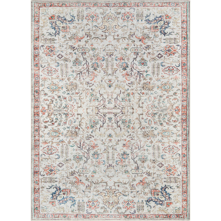 Pomona Ivory Medallion 5'x7' Chenille Flat-Weave Washable Rug