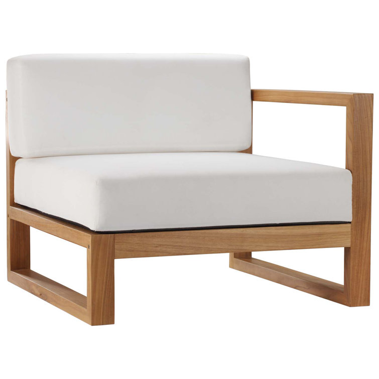 Coastal Charm Teak Wood 2-Piece Outdoor Sectional in Natural White
