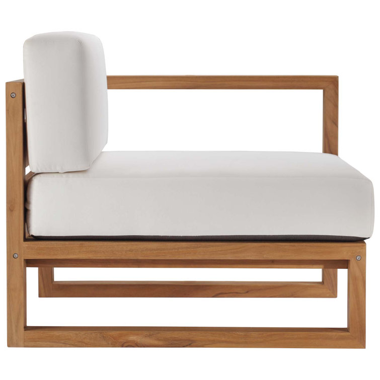 Coastal Charm Teak Wood 2-Piece Outdoor Sectional in Natural White