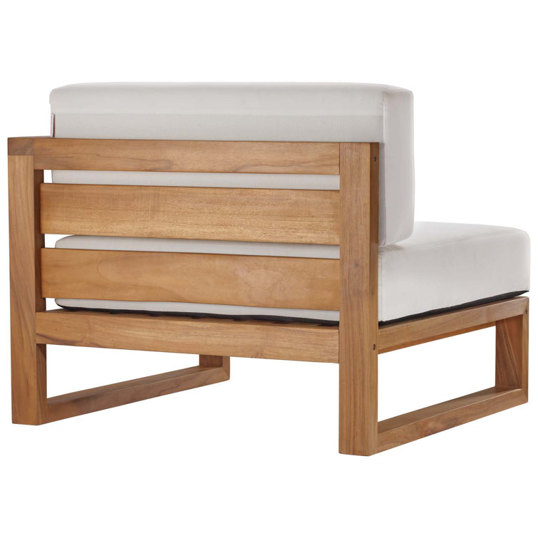 Coastal Charm Teak Wood 2-Piece Outdoor Sectional in Natural White