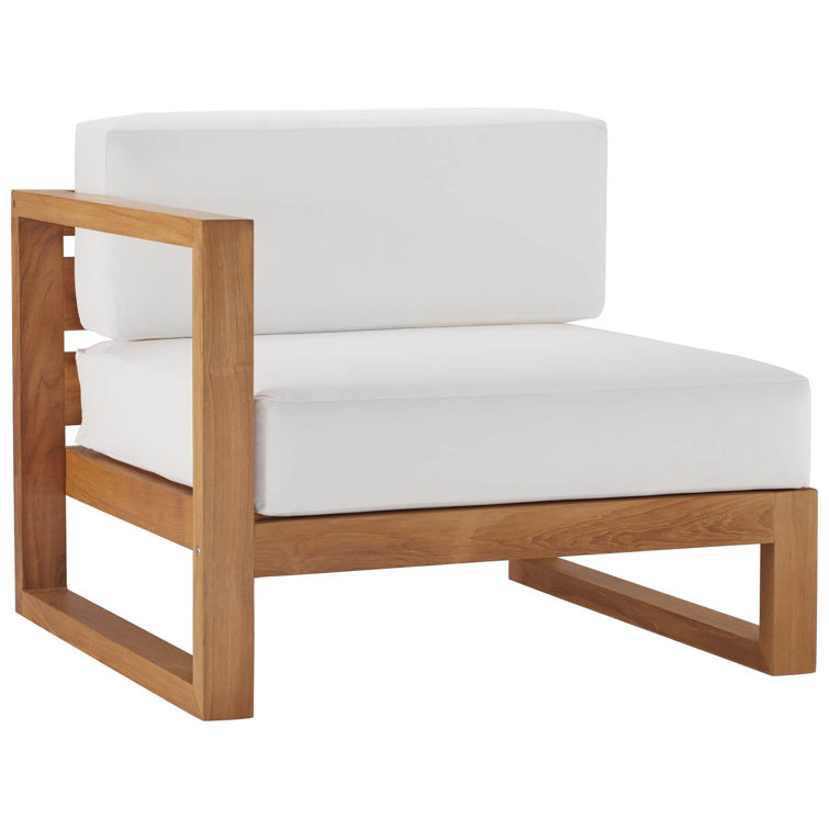 Coastal Charm Teak Wood 2-Piece Outdoor Sectional in Natural White