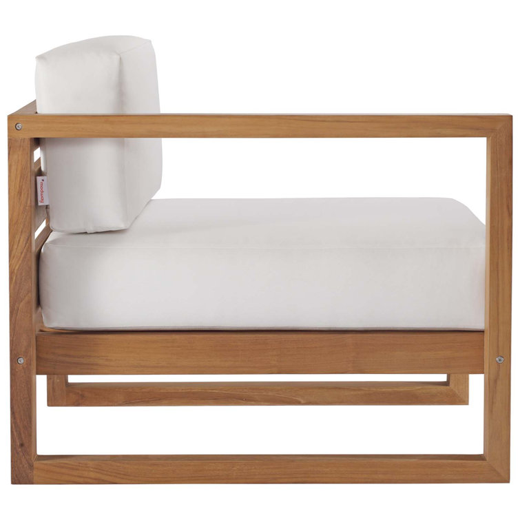 Coastal Charm Teak Wood 2-Piece Outdoor Sectional in Natural White