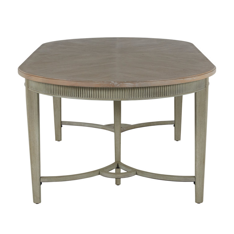 Whitlock Transitional Extendable Oval Dining Table in Beige/Gray
