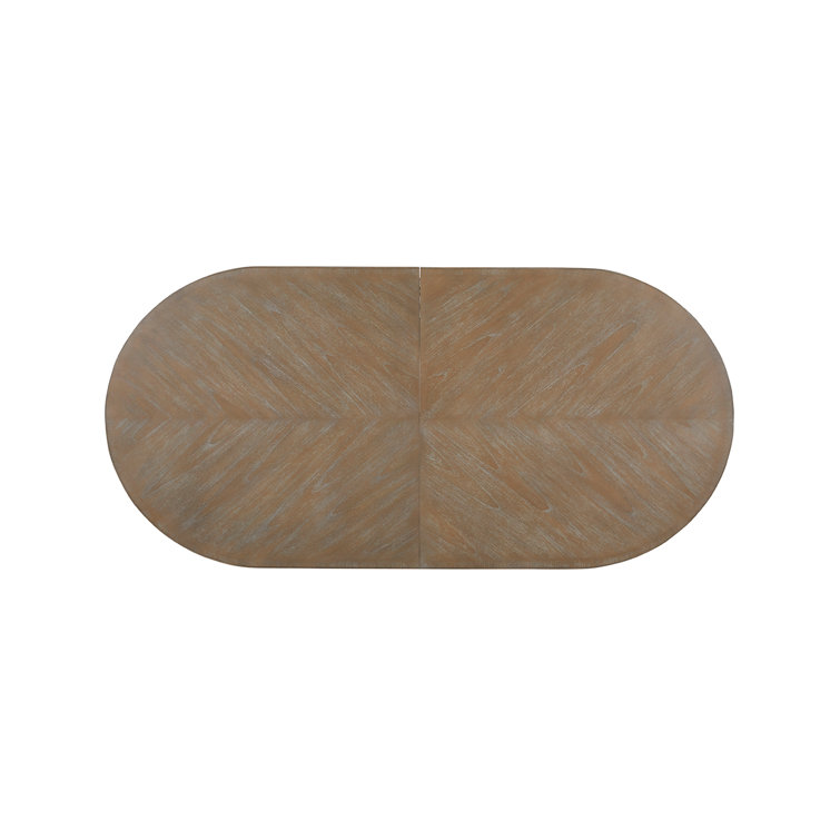 Whitlock Transitional Extendable Oval Dining Table in Beige/Gray