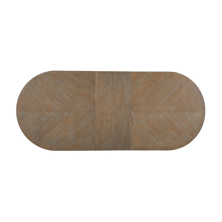 Whitlock Transitional Extendable Oval Dining Table in Beige/Gray