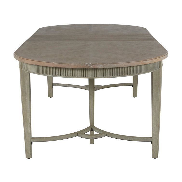 Whitlock Transitional Extendable Oval Dining Table in Beige/Gray