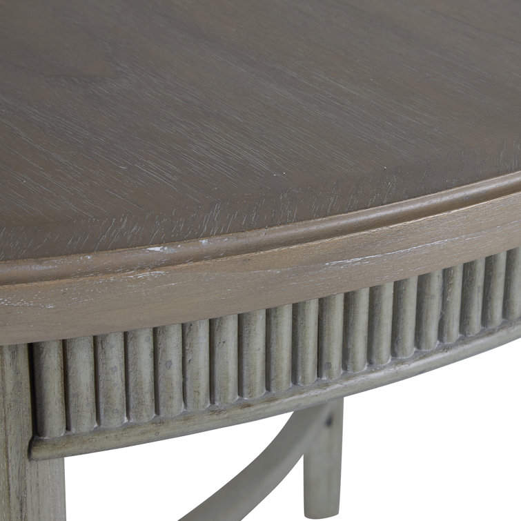 Whitlock Transitional Extendable Oval Dining Table in Beige/Gray