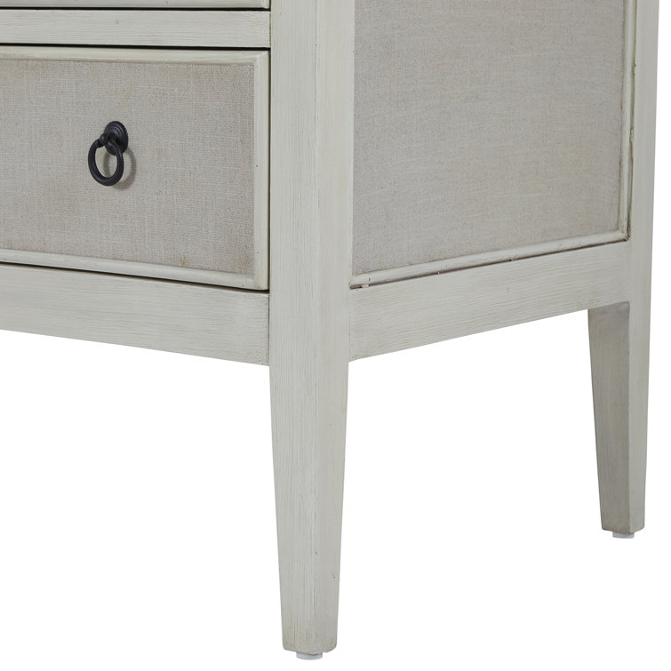 Naomi Transitional 6-Drawer Dresser in Antique Cream and Natural Linen