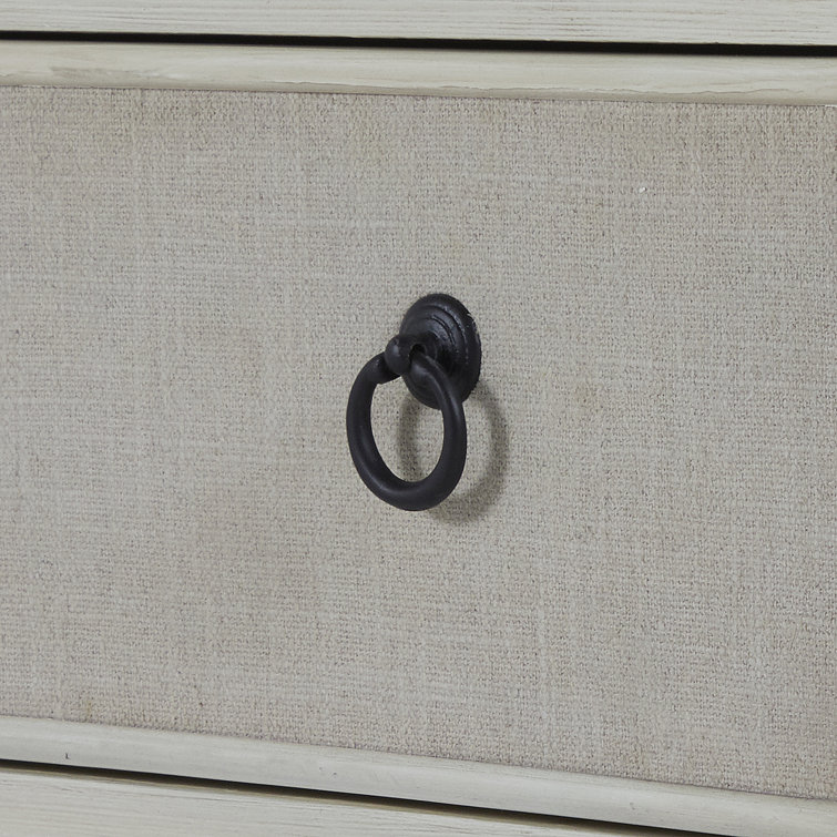 Naomi Transitional 6-Drawer Dresser in Antique Cream and Natural Linen