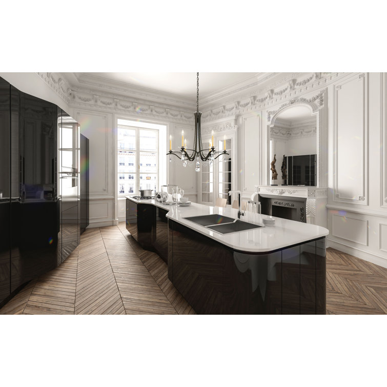 Ferro Black and Clear Crystal 6-Light Chandelier
