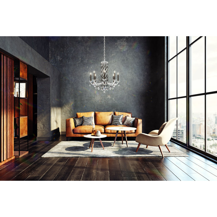 Sarella Polished Stainless Steel 8-Light Traditional Chandelier with Clear Heritage Crystal
