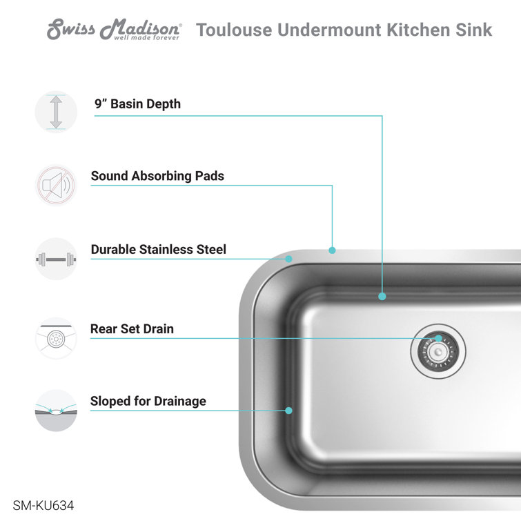 Toulouse 27 x 18 Stainless Steel Single Basin Undermount Kitchen Sink
