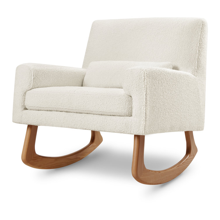 Ivory Boucle Sleepytime Rocker with Smooth Ash Hardwood Legs