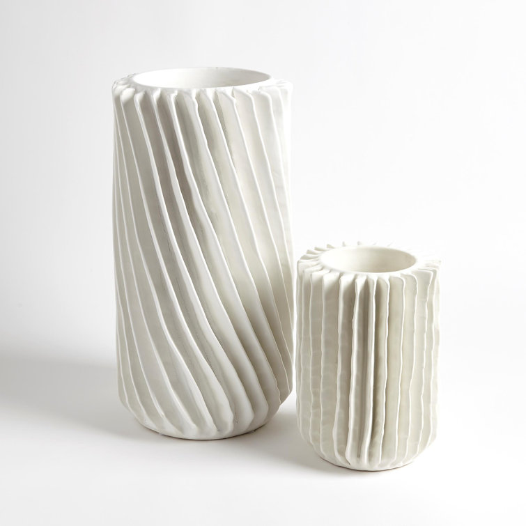 Radiator Swirl Matte White Ceramic Cylinder Vase 16.5''