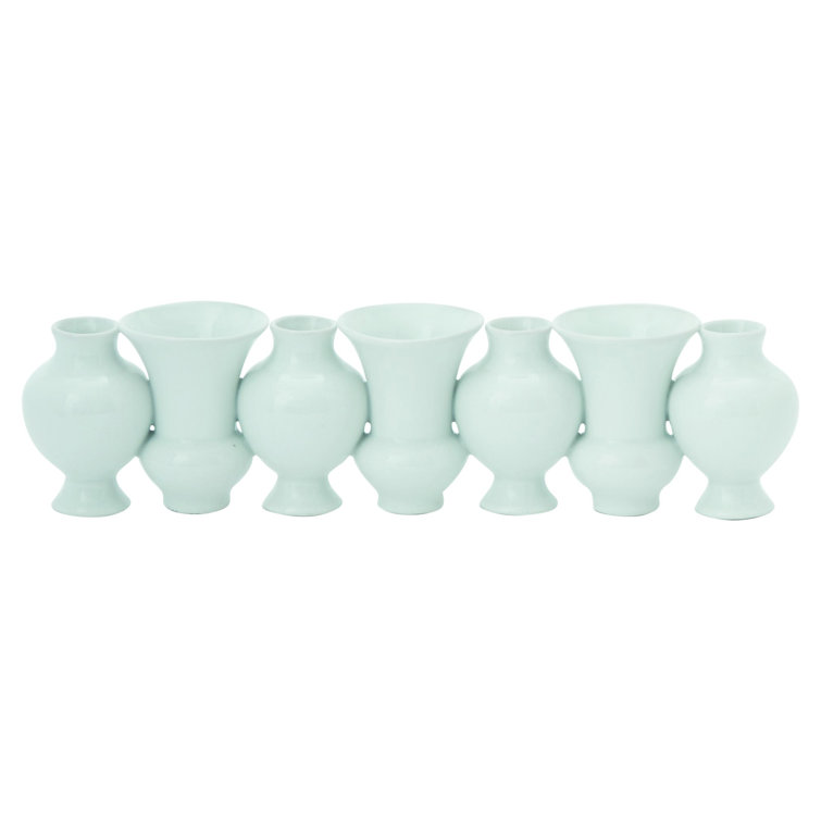 Elegant Porcelain Circle Bud Vase Centerpiece, White Crackle