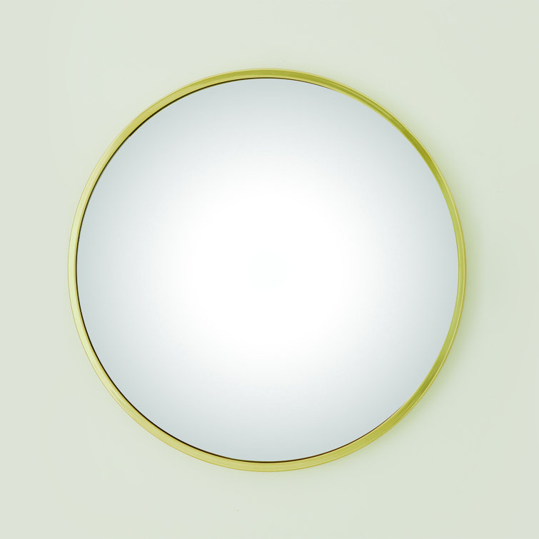 Brass Finish Round Convex Wall Mirror