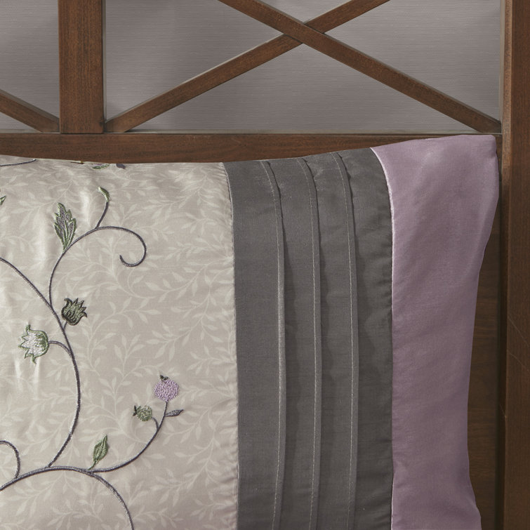 Purple Reversible Queen 7-Piece Embroidered Bedspread Set