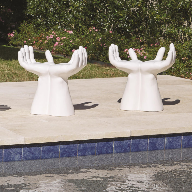 Matte White Ceramic Hands Sculpted Stool - Made in Italy