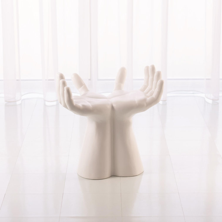 Matte White Ceramic Hands Sculpted Stool - Made in Italy